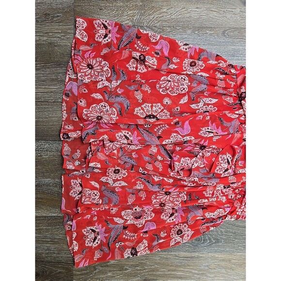 CINQ A SEPT Kathleen Ruched Floral-Print Georgette Skirt Size 2 Midi Fit & Flare - Picture 2 of 9